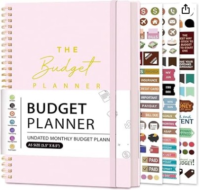 Budget Planner - Monthly Budget Book with Expense & Bill Tracker - Undated 12 Month Financial Planner/Account Book calendar organizer to Take Control of Your Money